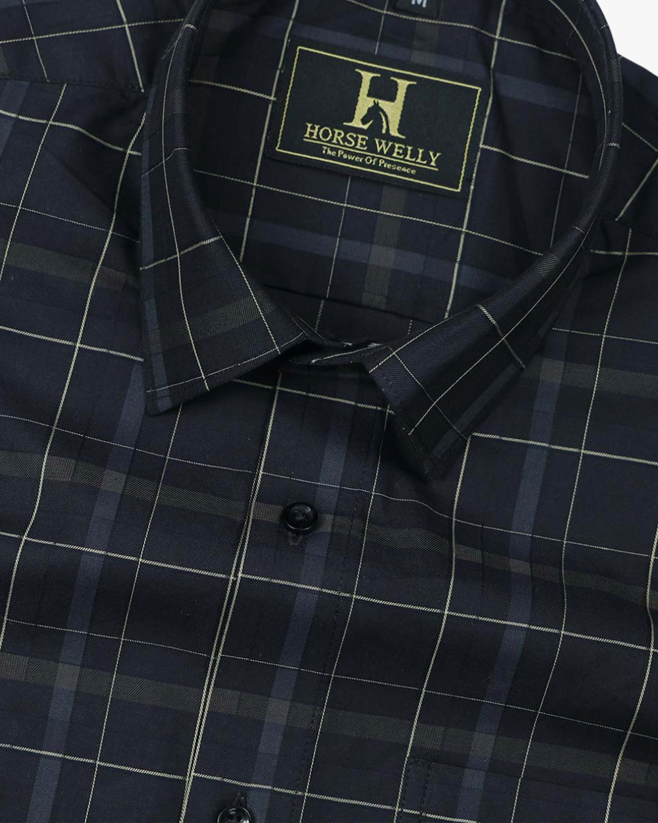 Aqua Marine Dark Blue Men's Luxury Cotton Shirt