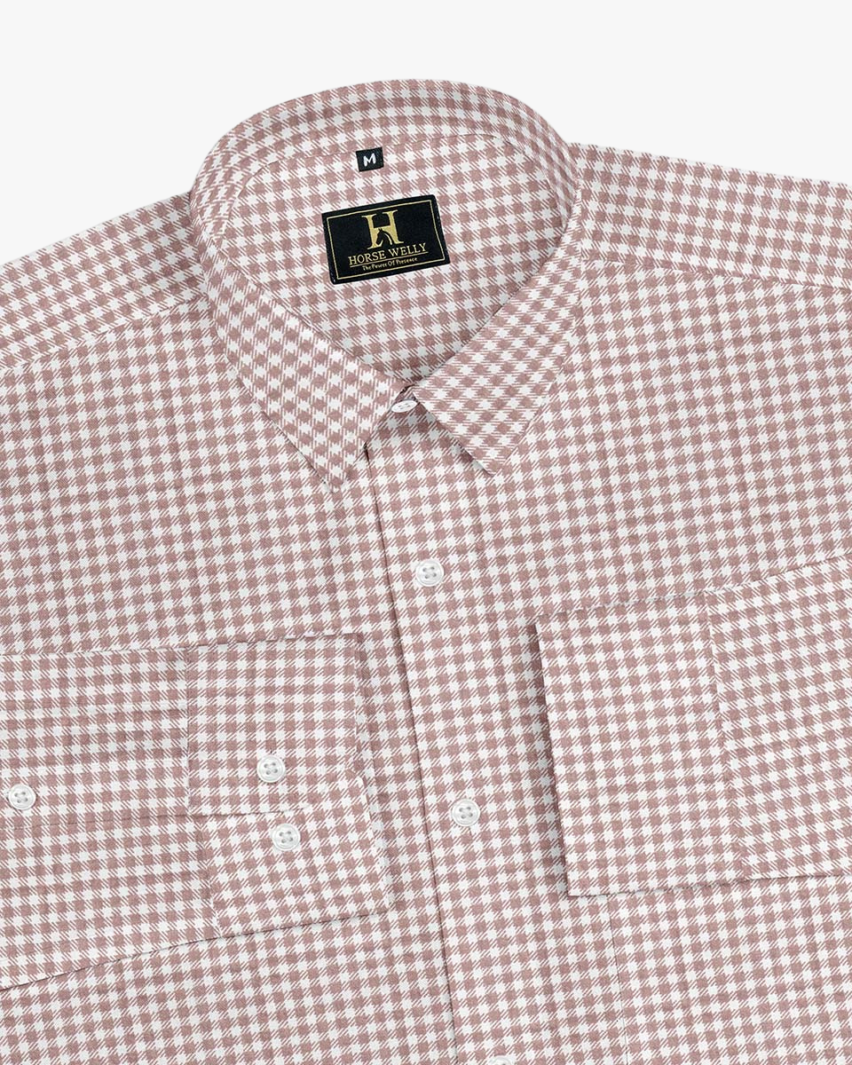 Brown& white gingham checks cheked casual shirt