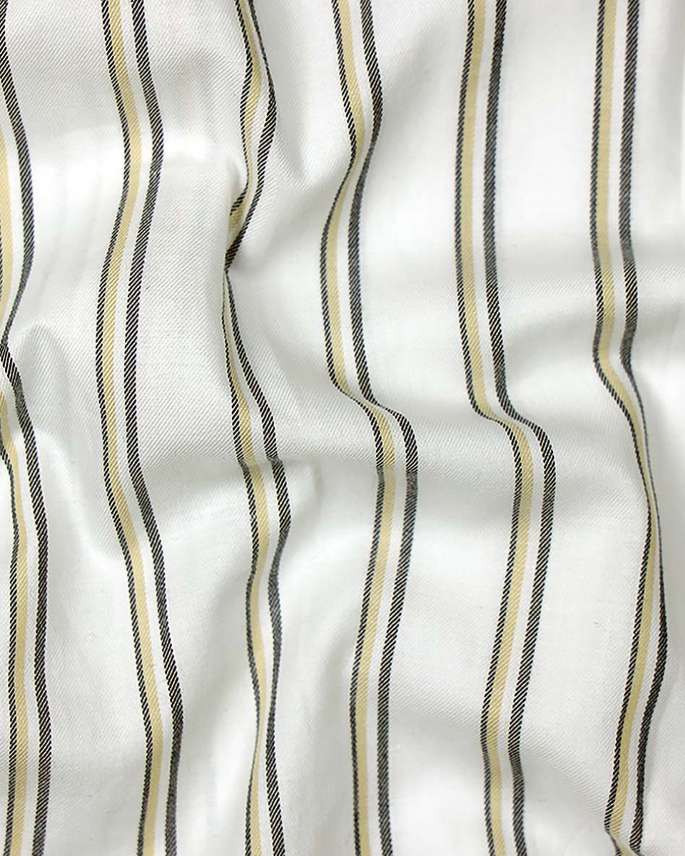 Bright White With Golden Gray Stripes Premium Cotton Shirt