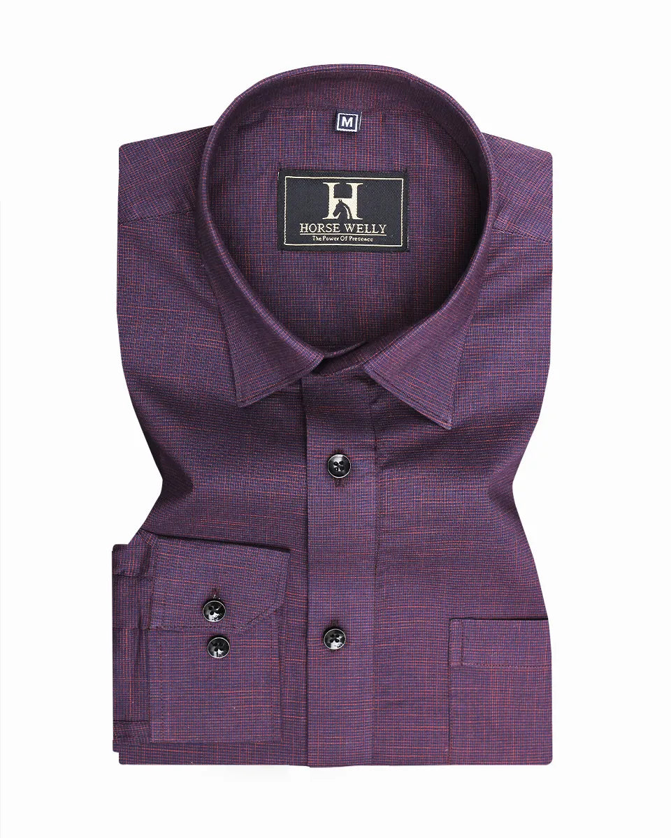 Buy Men's Purple cotton‑texture formal shirts – Horsewelly