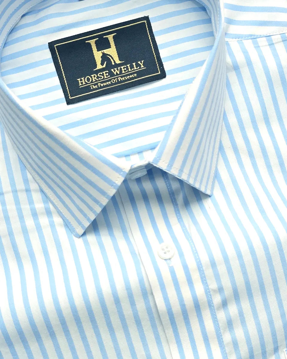 Casper Blue and White Pinstriped Premium Cotton Shirt