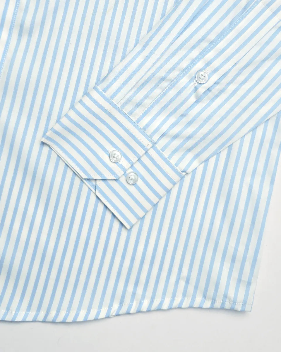 Casper Blue and White Pinstriped Premium Cotton Shirt