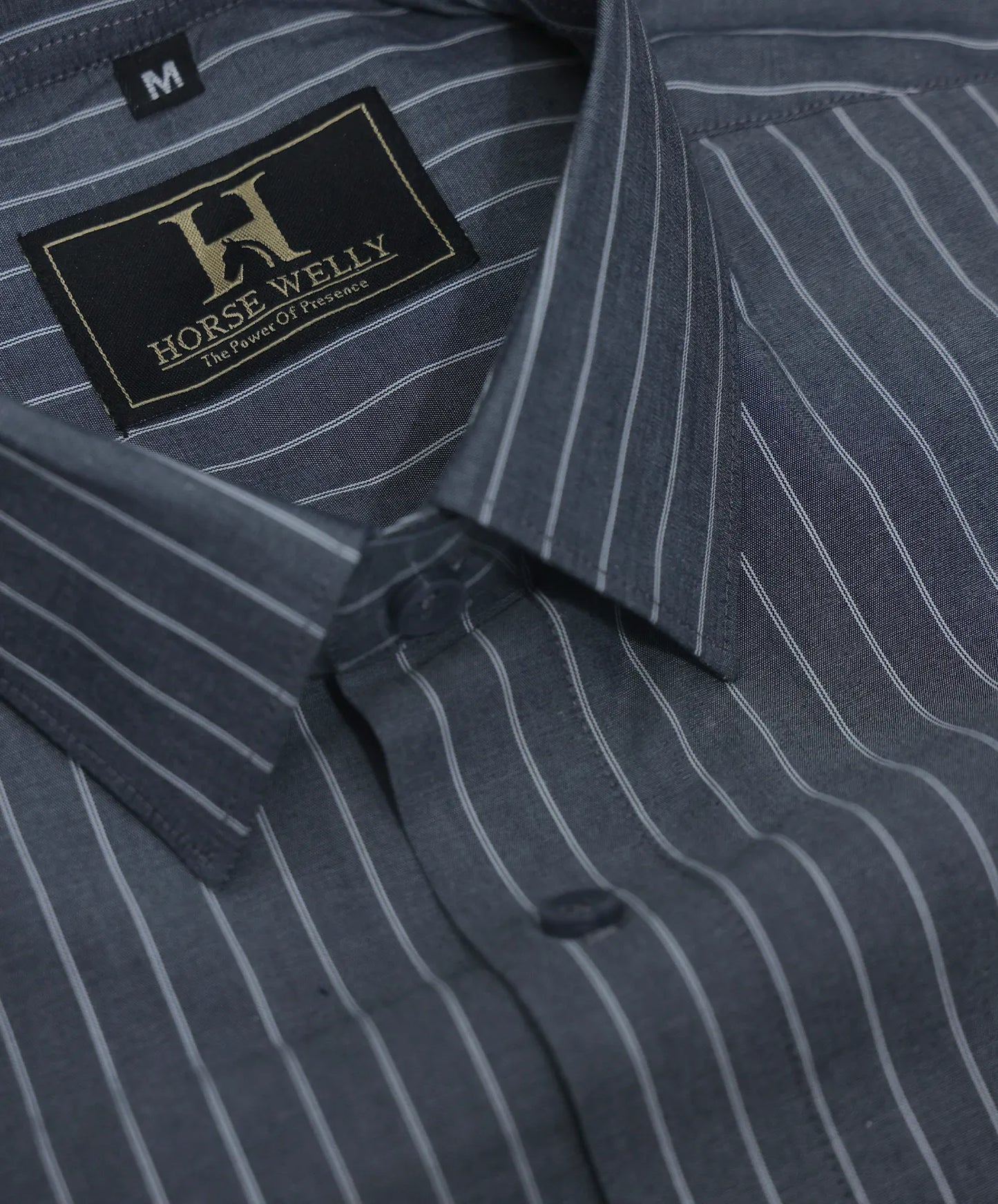 Dark Gray Formal/Casual Stripes Premium Cotton Shirt For Men