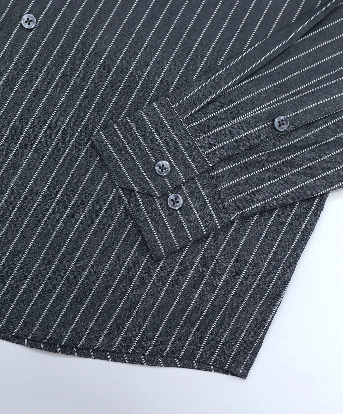 Dark Gray Formal/Casual Stripes Premium Cotton Shirt For Men