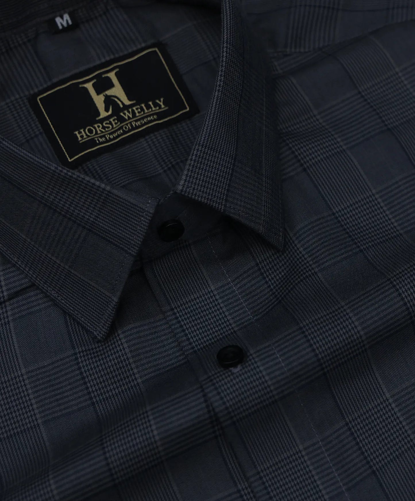 Dark grey with dark cream twill texture cotton shirt