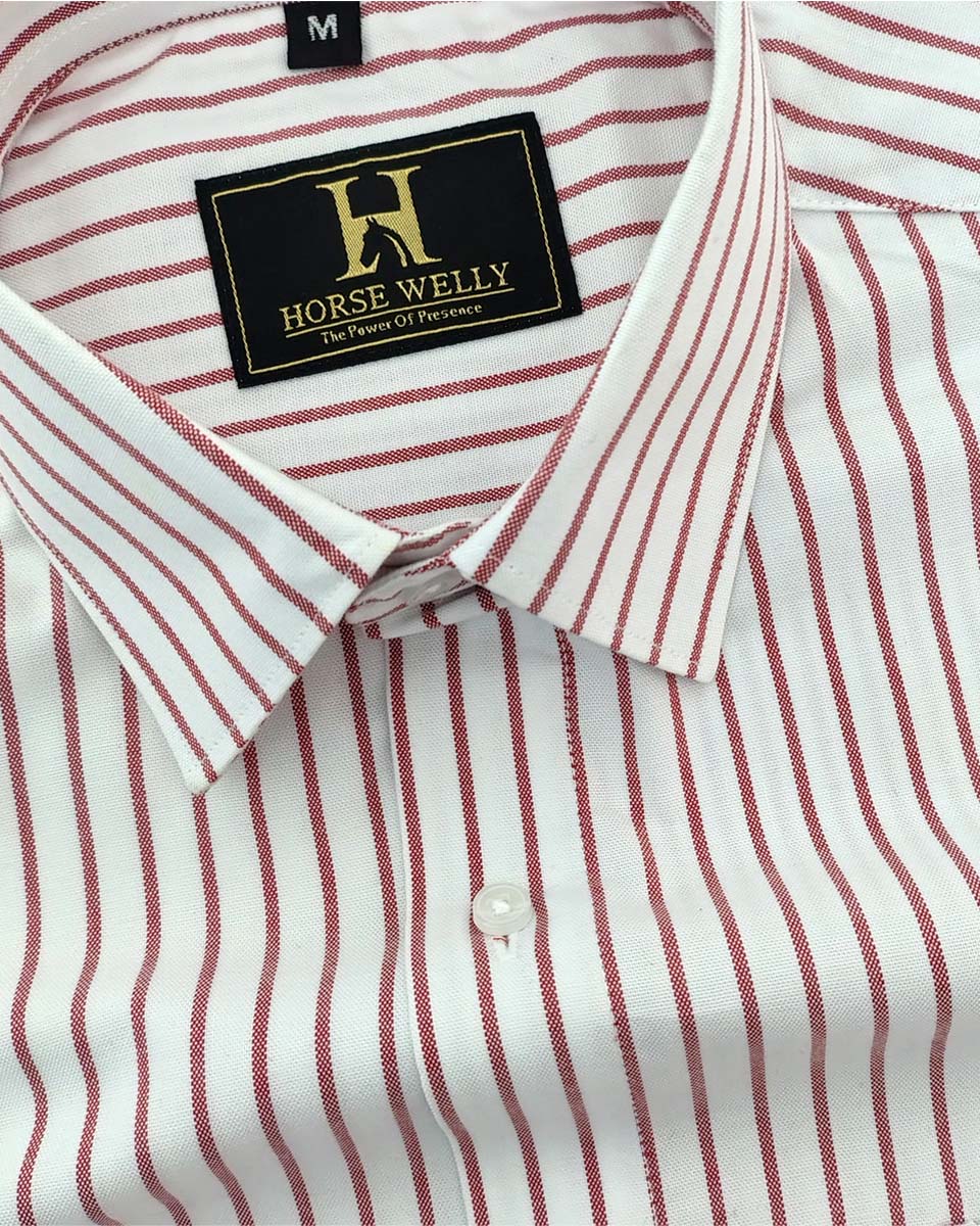 Destiny Red With White Stripe Premium Cotton Designer Shirt