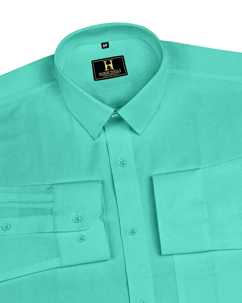 Emerald Green Satin Formal Shirt
