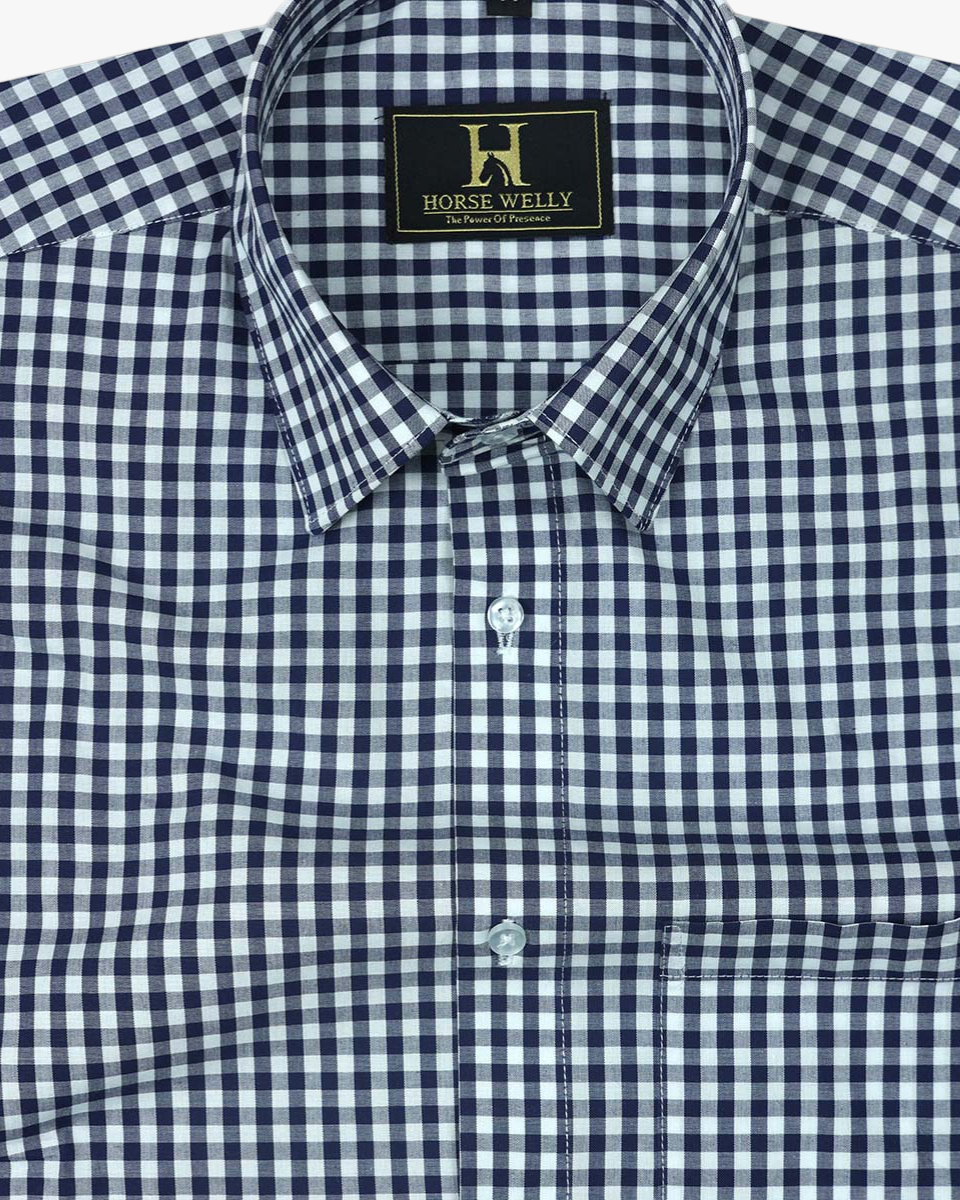 Exeter Flannel Blue With White Yarn Dyed Check Cotton Shirt