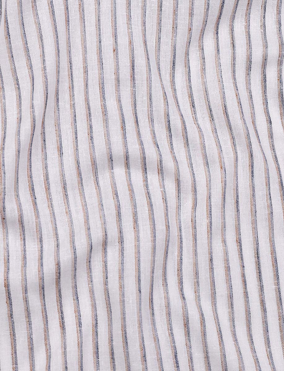 Heritage Brown Stripe On White Linen Shirt