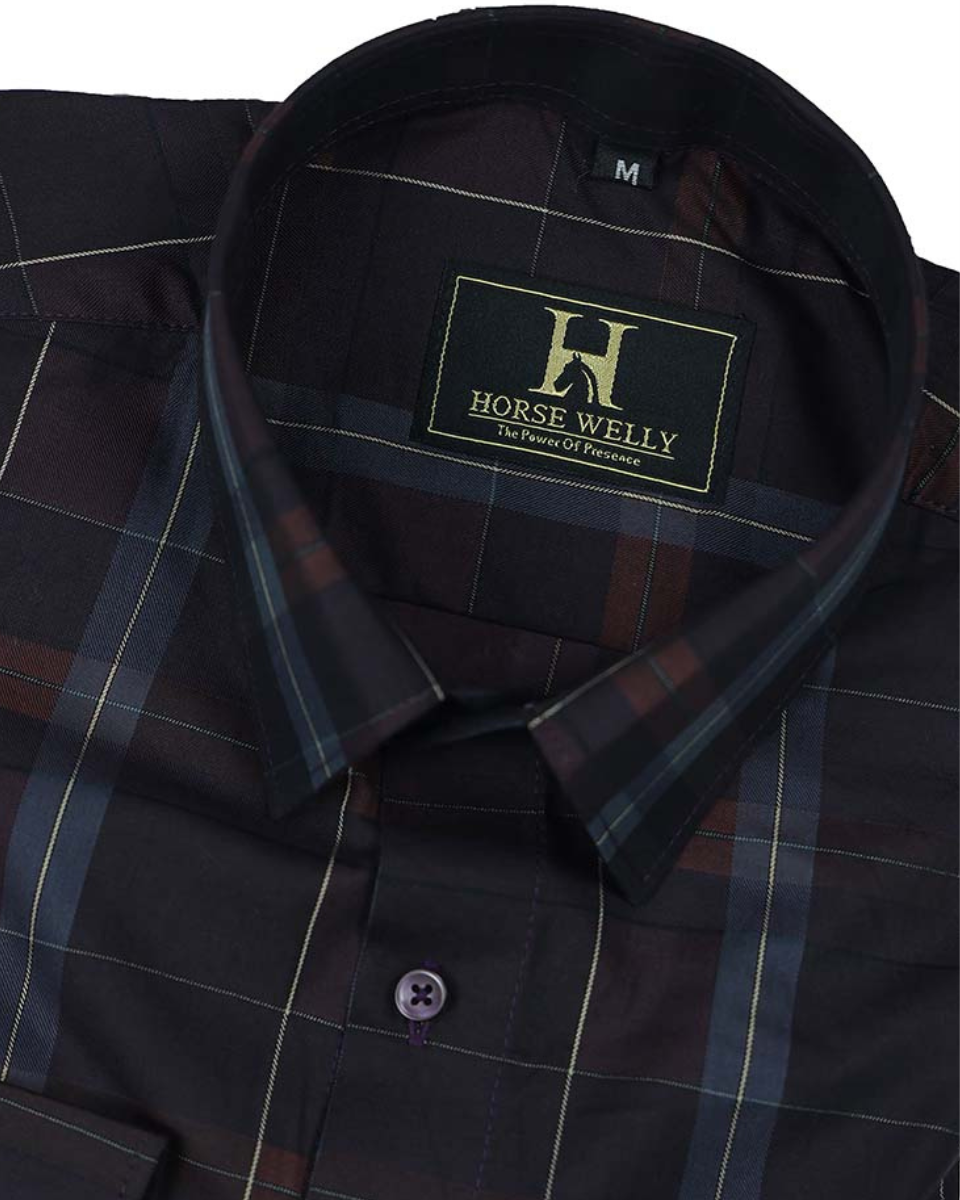 Kingsbury Wine Red Checked Premium Cotton Shirt