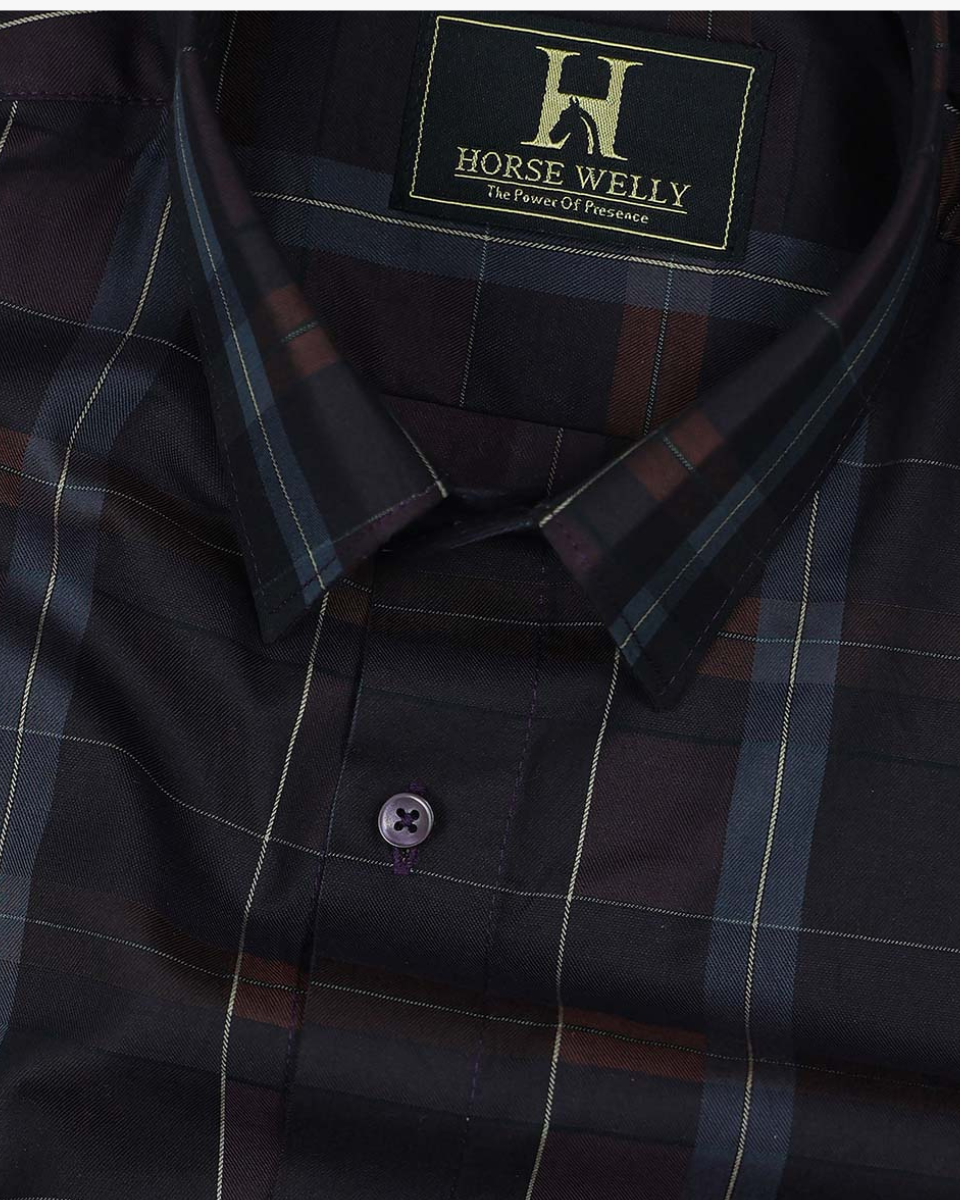 Kingsbury Wine Red Checked Premium Cotton Shirt
