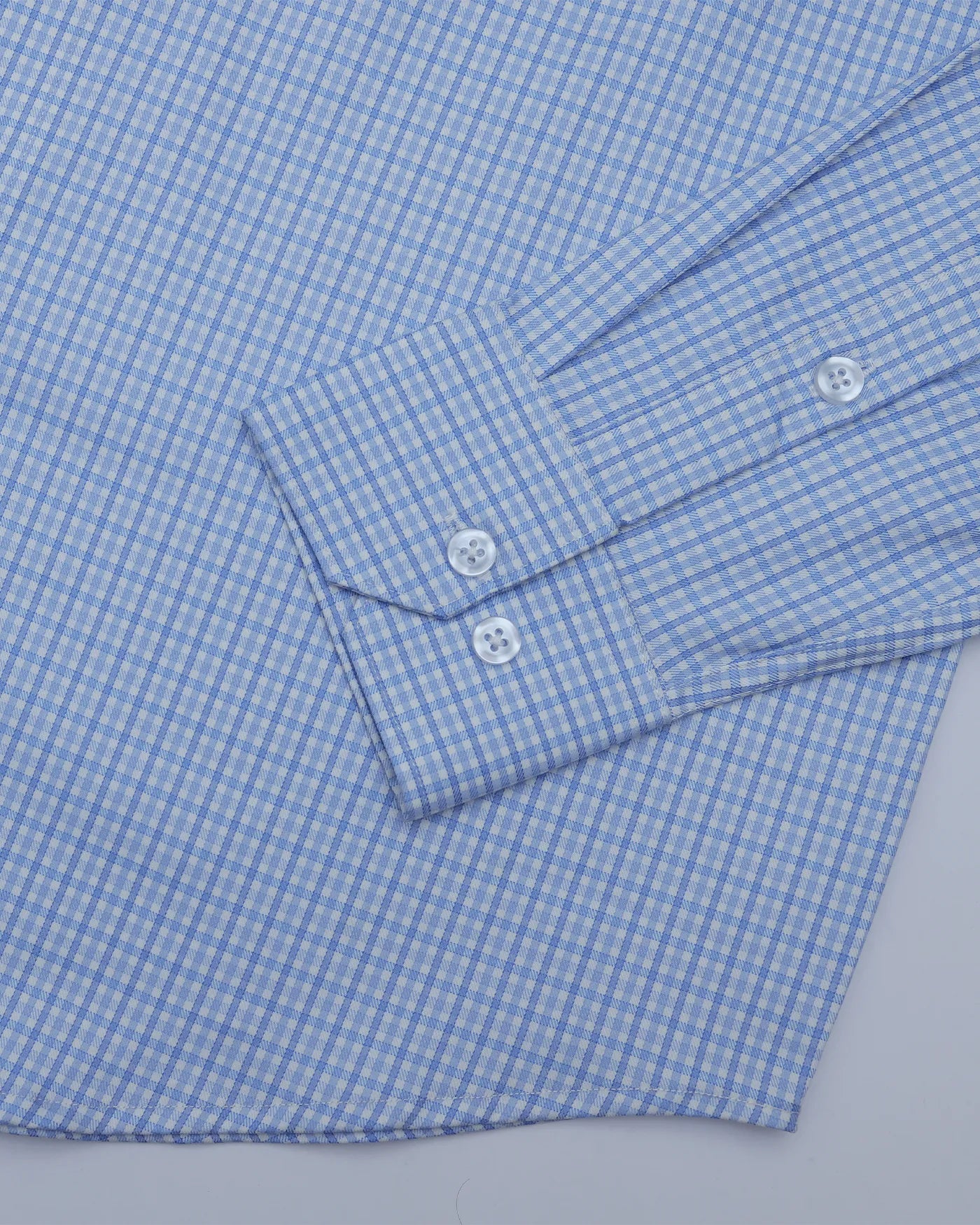 Light Blue Cotton Shirt with White & Blue Line Checks