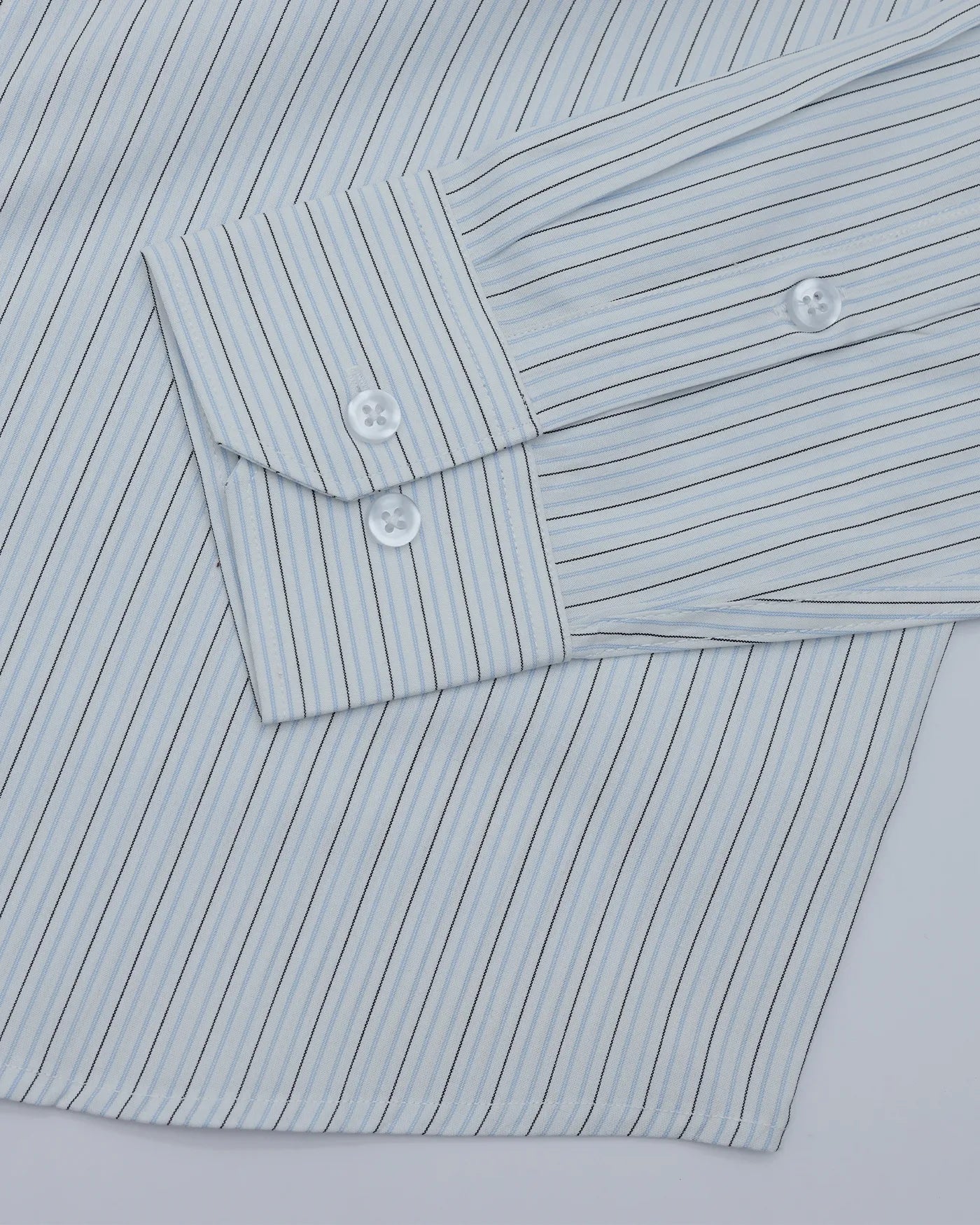 Luxe Formal Sky Blue & Black Striped Shirt