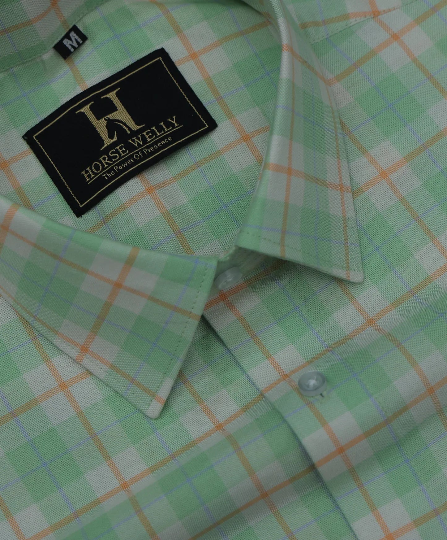 Men Green Regular Fit Check Full Sleeves Casual Shirt