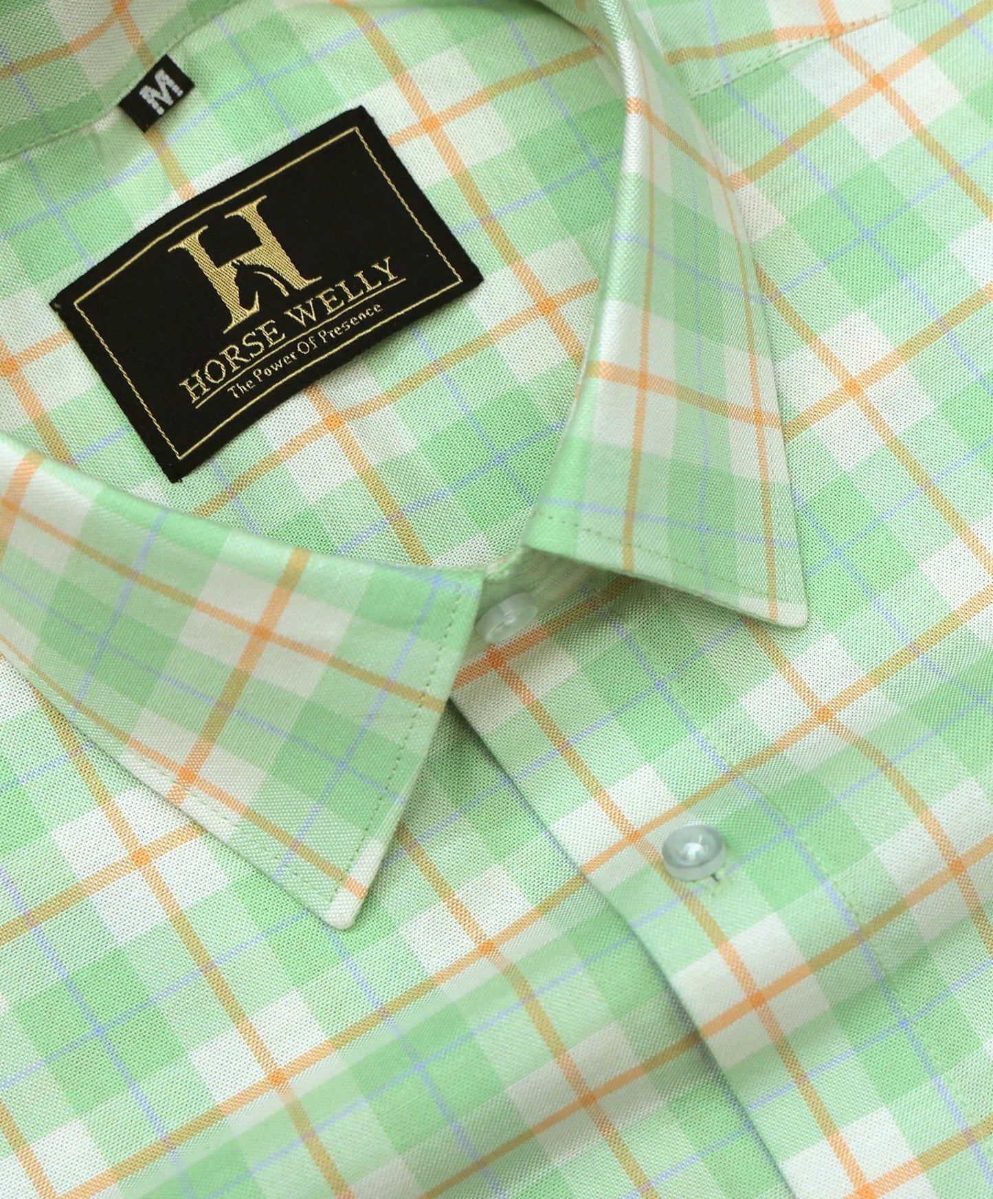 Men Green Regular Fit Check Full Sleeves Casual Shirt
