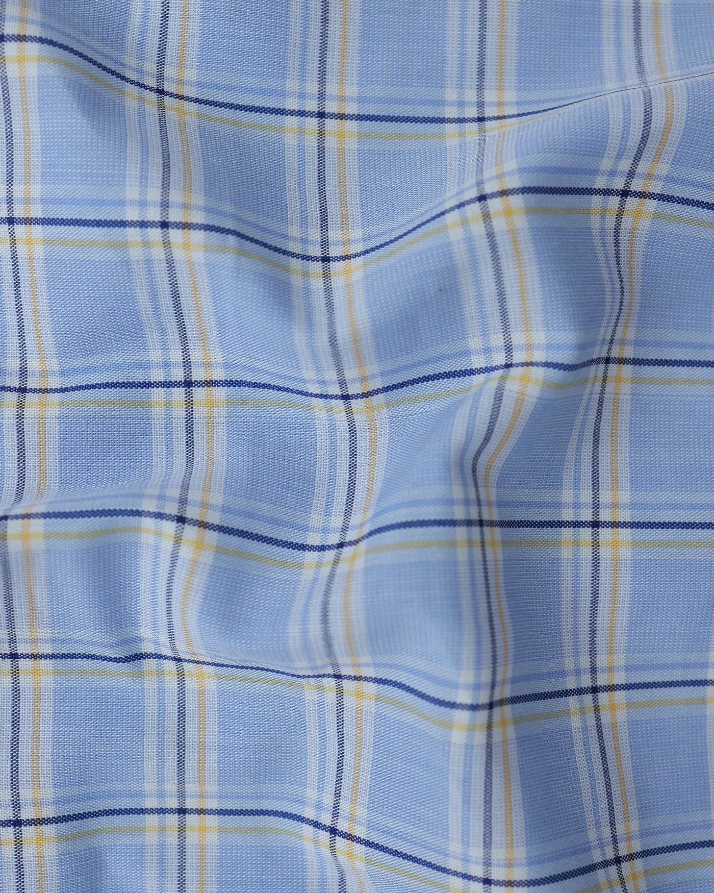 Velis Sky Blue With White Check Cotton Formal Shirt