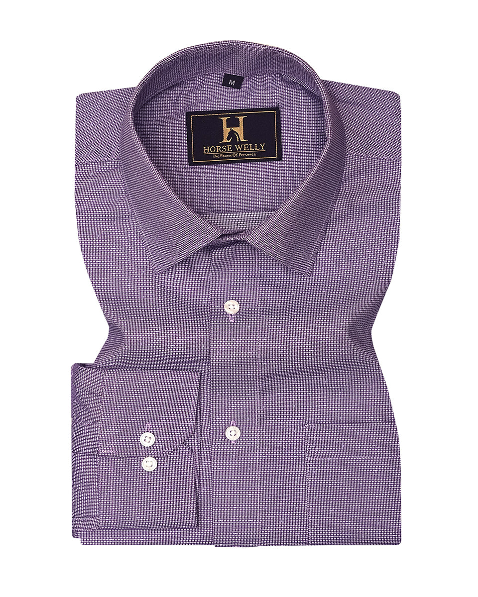 Wolin Purple With White Dobby Texture Cotton Shirt