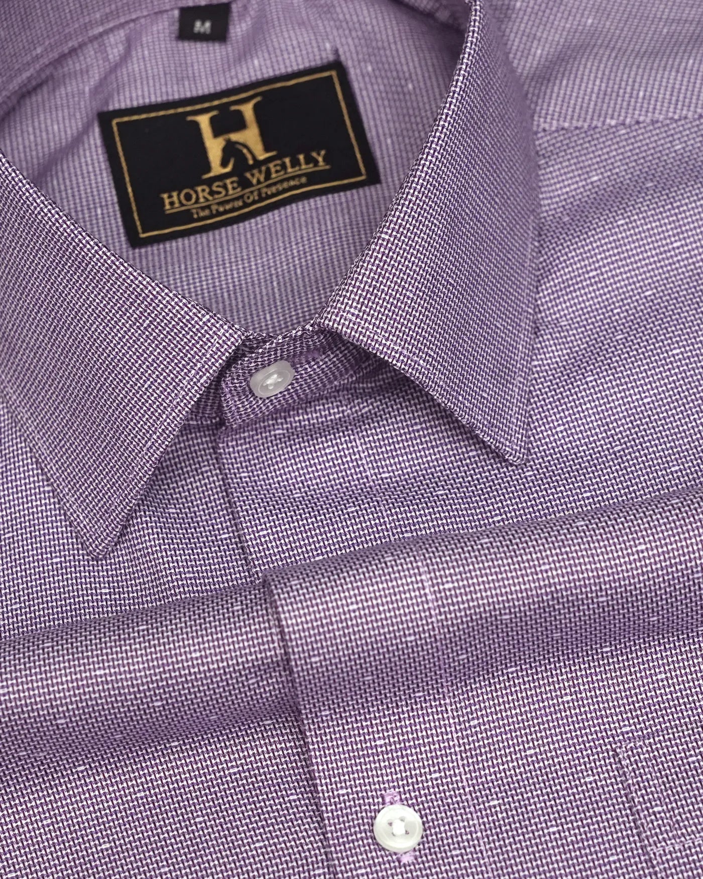Wolin Purple With White Dobby Texture Cotton Shirt
