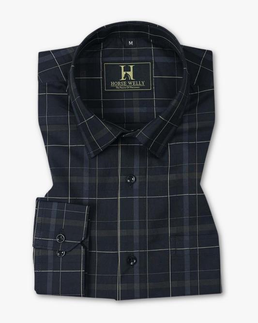 Aqua Marine Dark Blue Men's Luxury Cotton Shirt