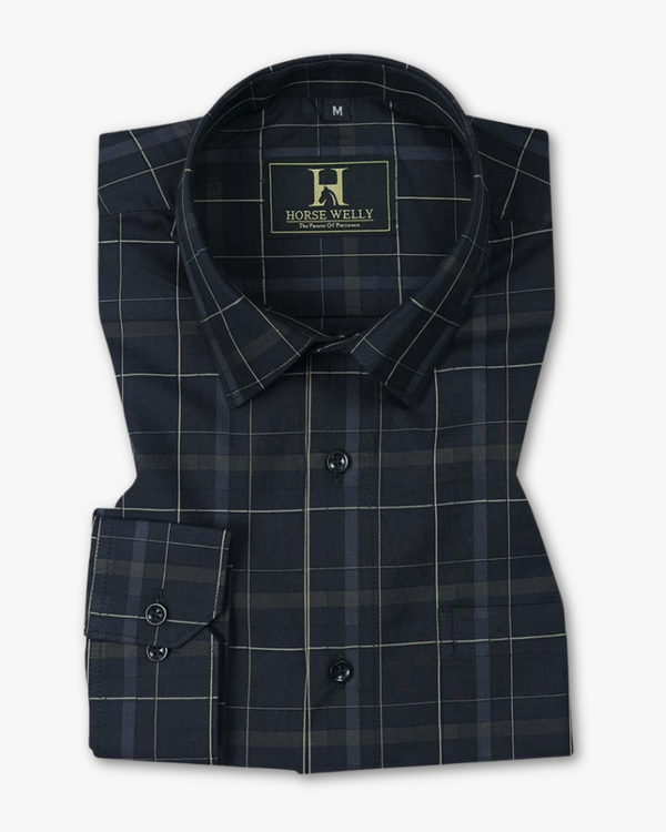 Aqua Marine Dark Blue Men's Luxury Cotton Shirt