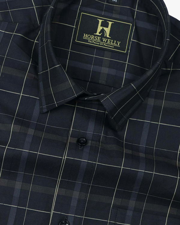 Aqua Marine Dark Blue Men's Luxury Cotton Shirt