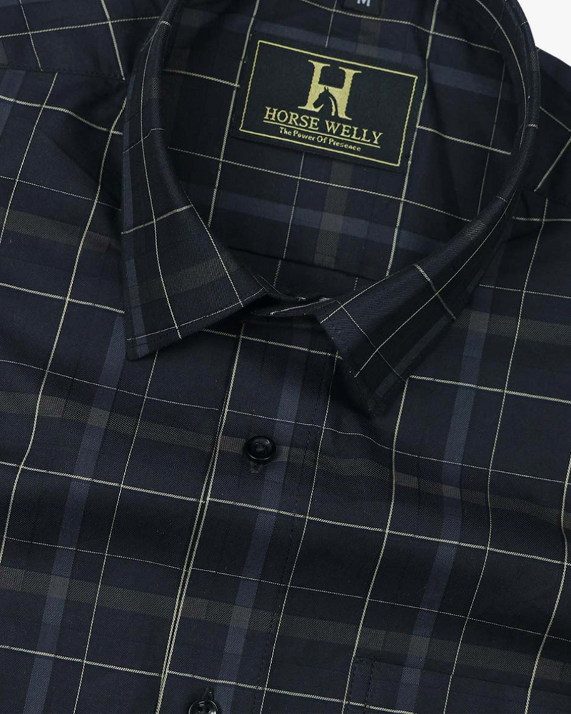 Aqua Marine Dark Blue Men's Luxury Cotton Shirt