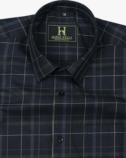 Aqua Marine Dark Blue Men's Luxury Cotton Shirt