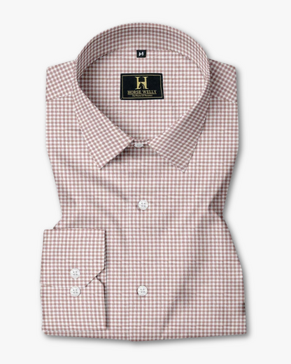 Brown& white gingham checks cheked casual shirt