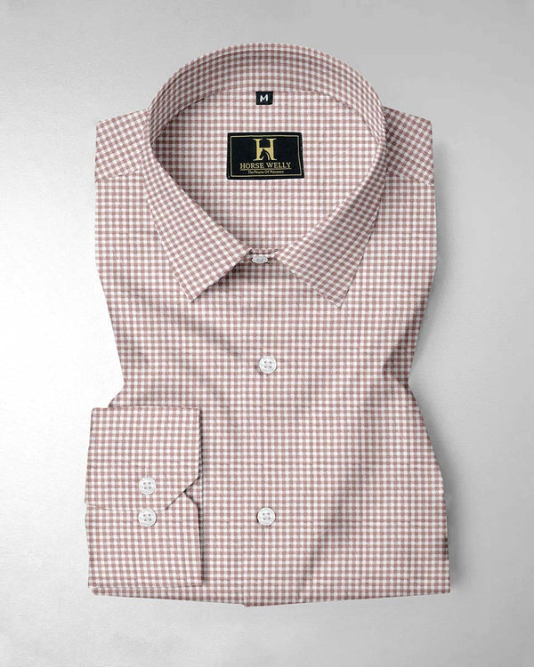 Brown& white gingham checks cheked casual shirt