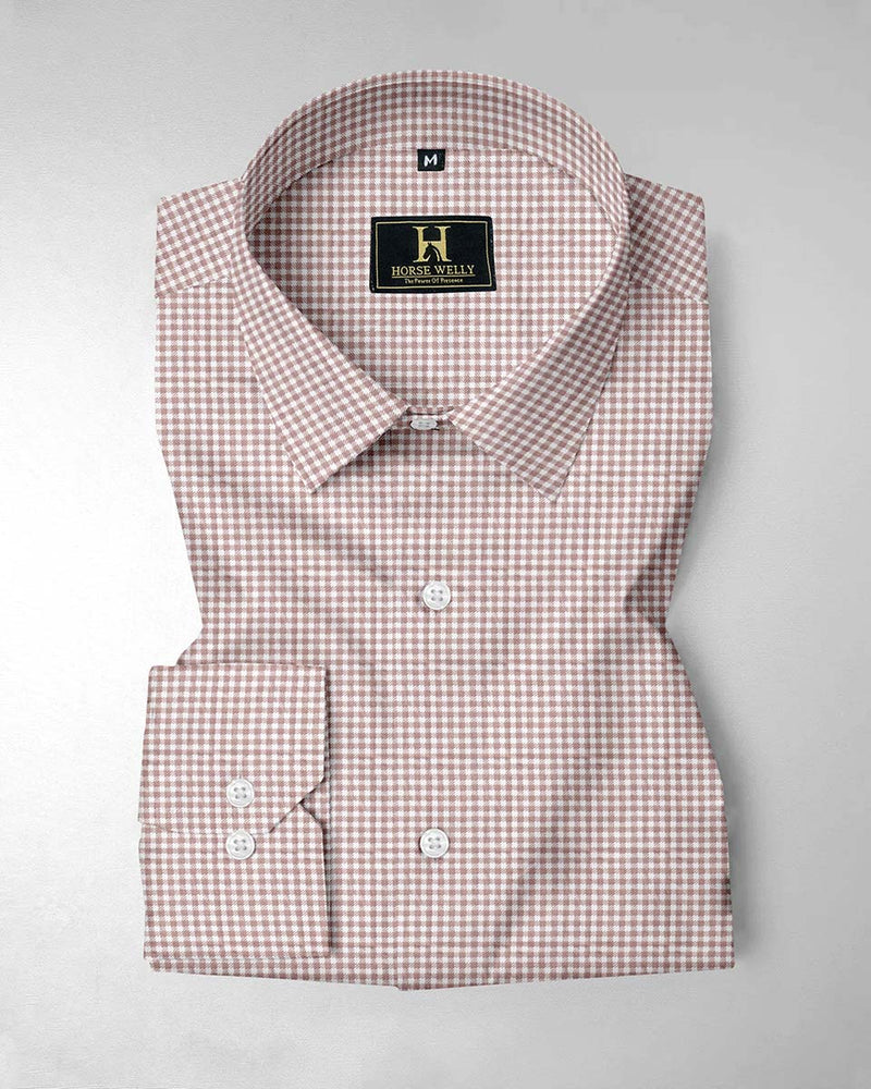 Brown& white gingham checks cheked casual shirt