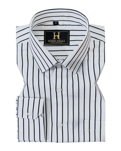 Black And White Stripe Cotton Men's Formal Shirt