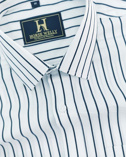 Black And White Stripe Cotton Men's Formal Shirt