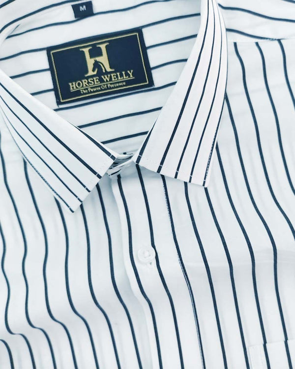 Black And White Stripe Cotton Men's Formal Shirt