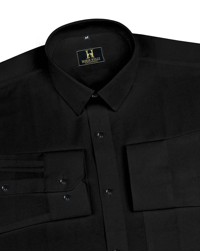 Black Fine Premium Cotton Luxury Formal Shirt For Men's