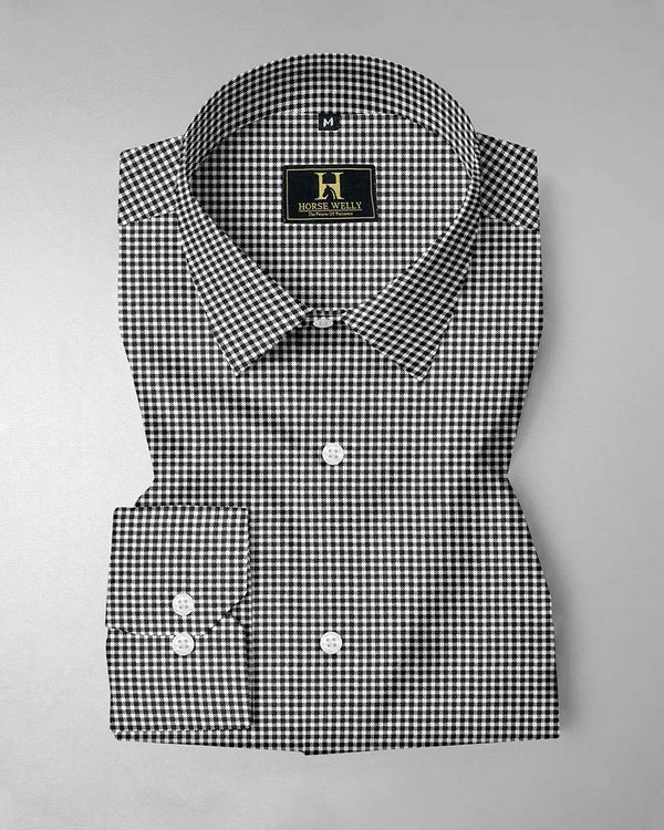 Black gingham checks checked addled formal shirt