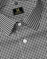 Black gingham checks checked addled formal shirt