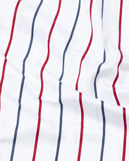 Bright Red And Blue Stripes Cotton Shirt