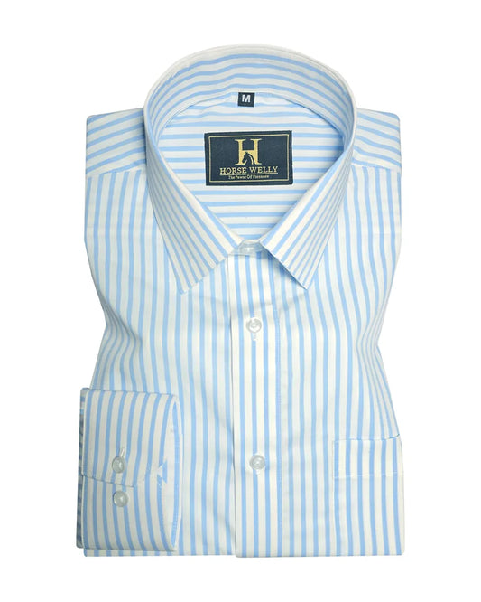 Casper Blue and White Pinstriped Premium Cotton Shirt