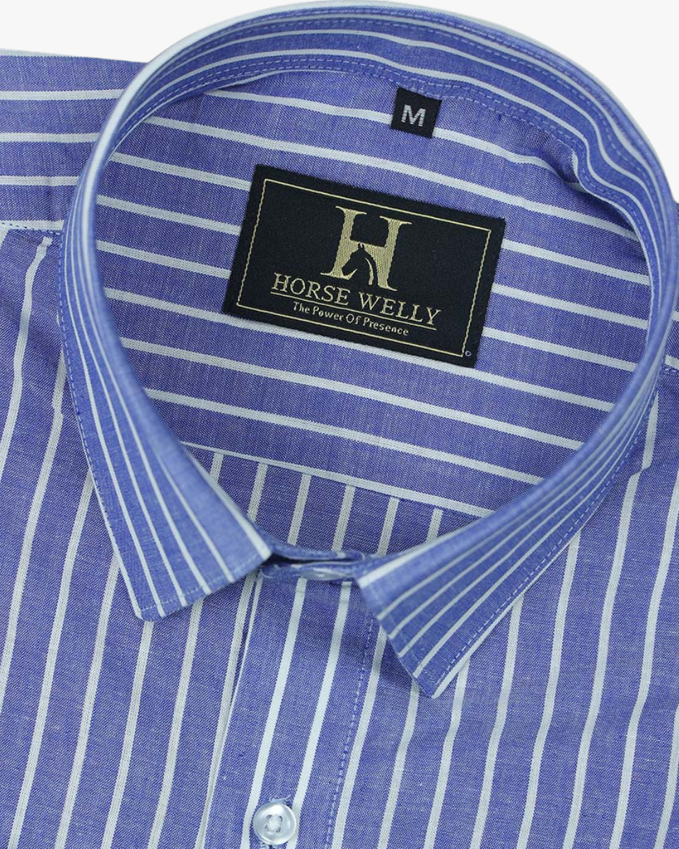 Cerulean Streak Indigo Blue Men's Premium Cotton Shirt