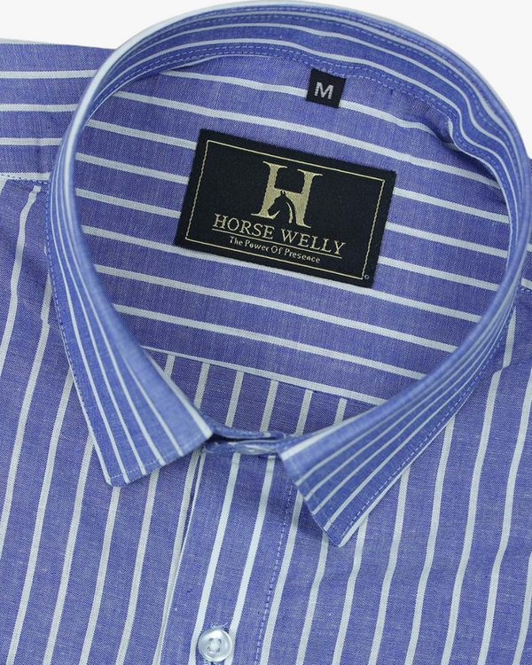 Cerulean Streak Indigo Blue Men's Premium Cotton Shirt