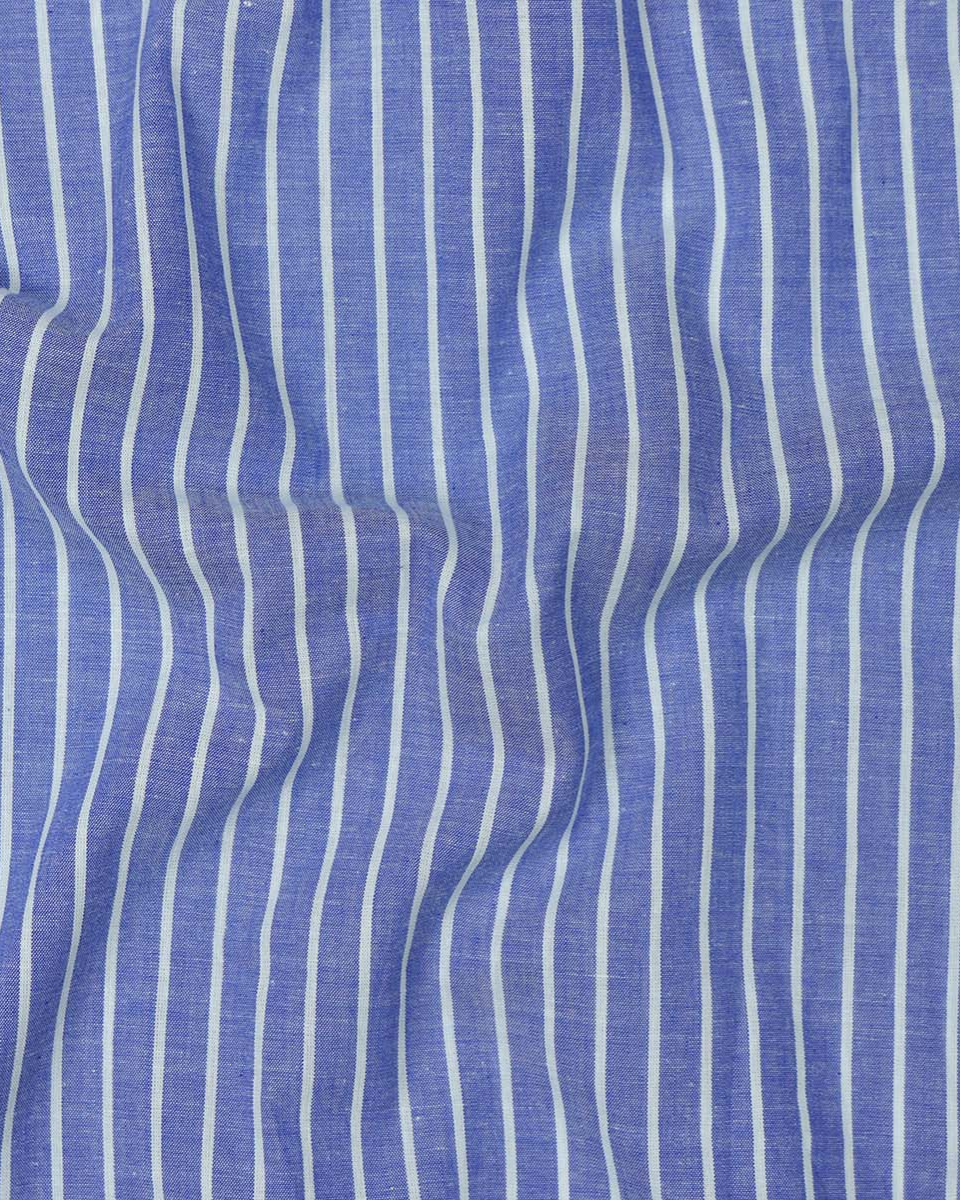 Cerulean Streak Indigo Blue Men's Premium Cotton Shirt