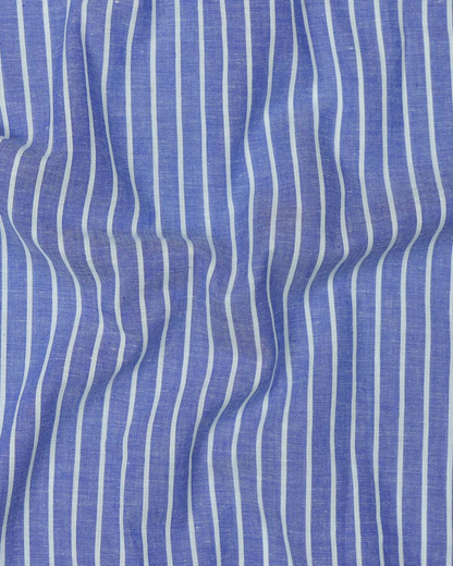 Cerulean Streak Indigo Blue Men's Premium Cotton Shirt