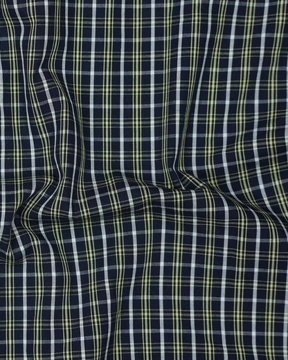 Classic Blue With Lime Checked Premium Cotton Shirt