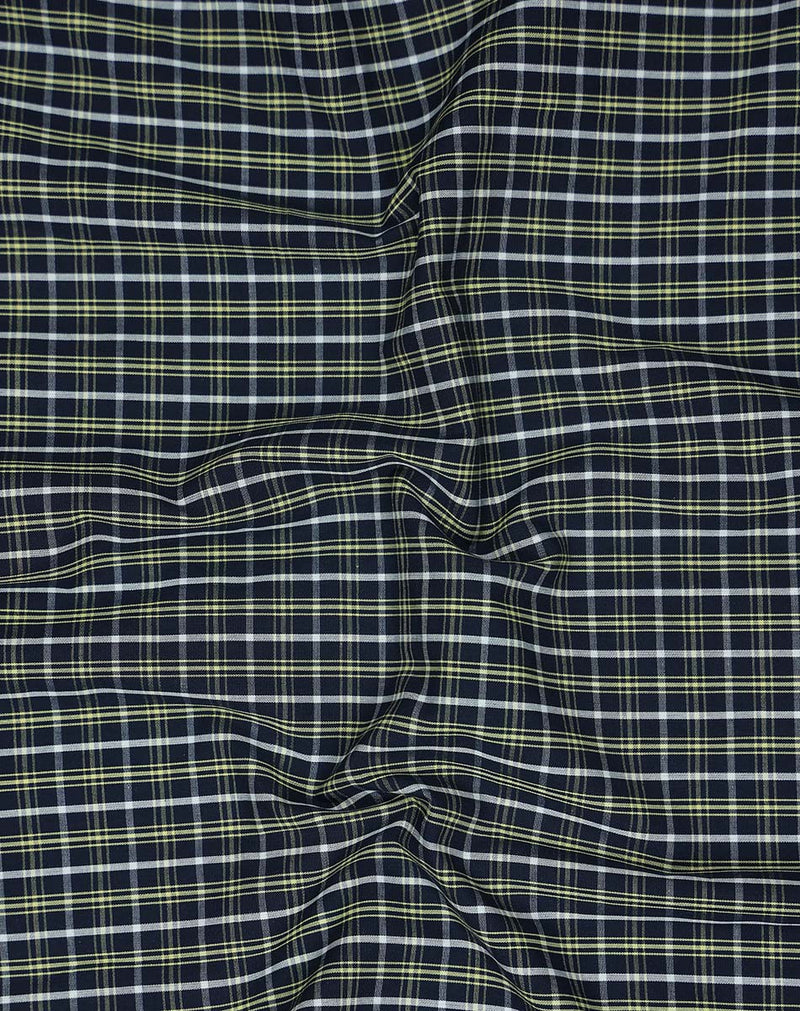 Classic Blue With Lime Checked Premium Cotton Shirt