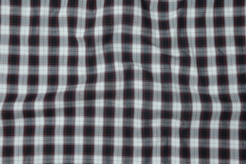 Coffee White Checked Pure Cotton Casual Shirt