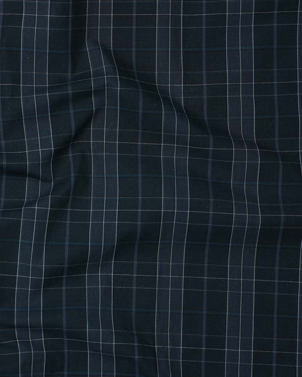 Deep Ocean Navy Men's Checked Premium Cotton Shirt