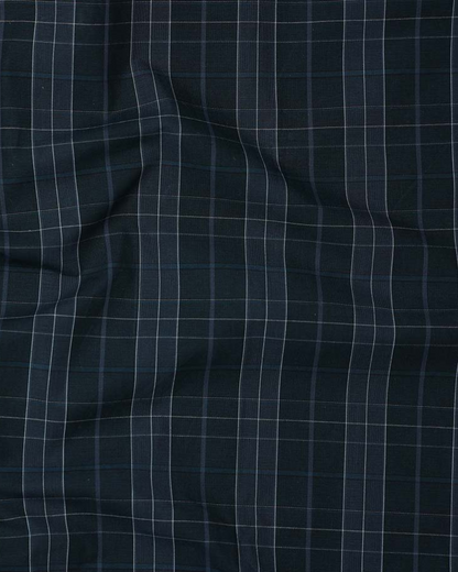 Deep Ocean Navy Men's Checked Premium Cotton Shirt