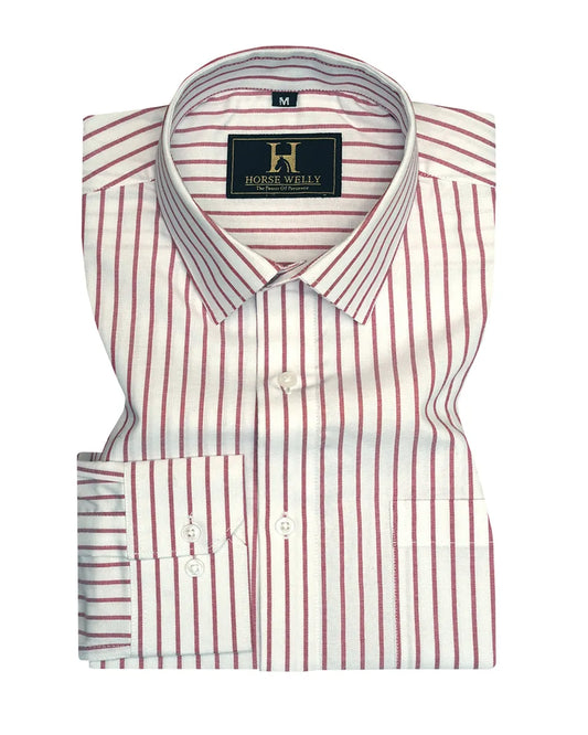 Destiny Red With White Stripe Premium Cotton Designer Shirt