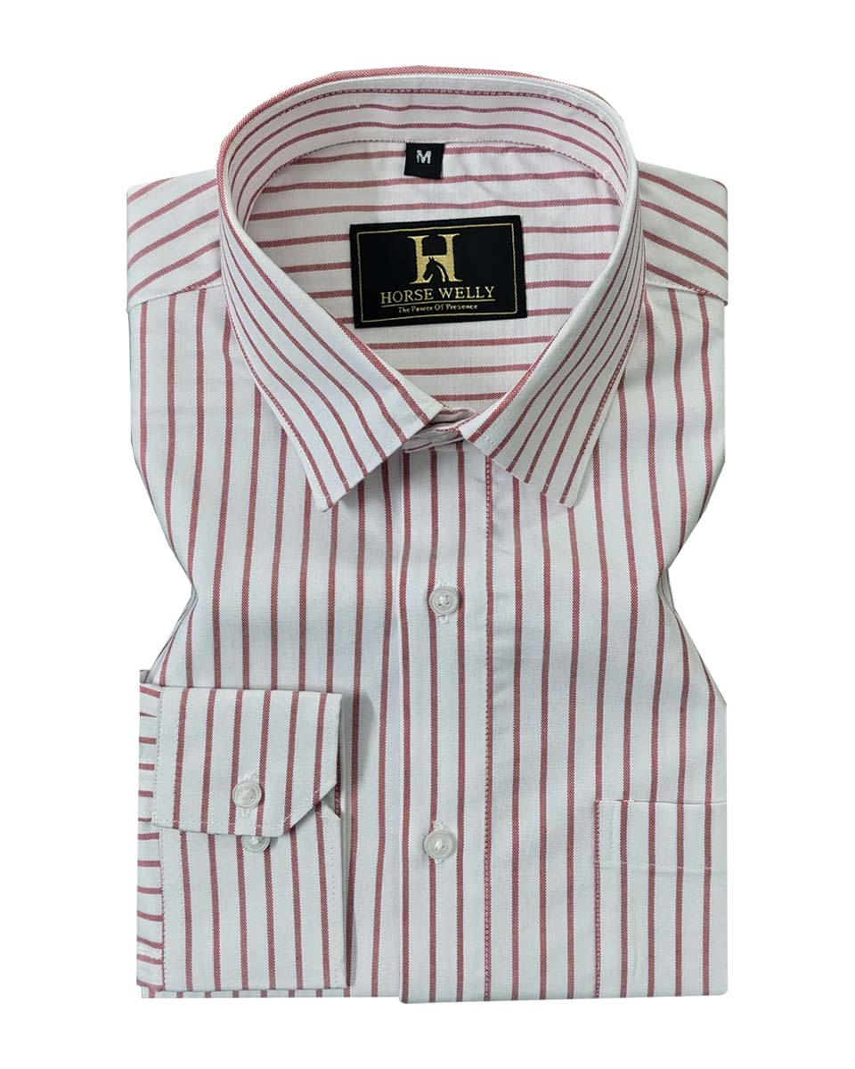 Destiny Red With White Stripe Premium Cotton Designer Shirt