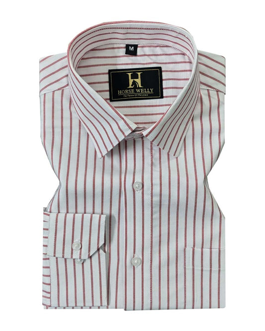 Destiny Red With White Stripe Premium Cotton Designer Shirt